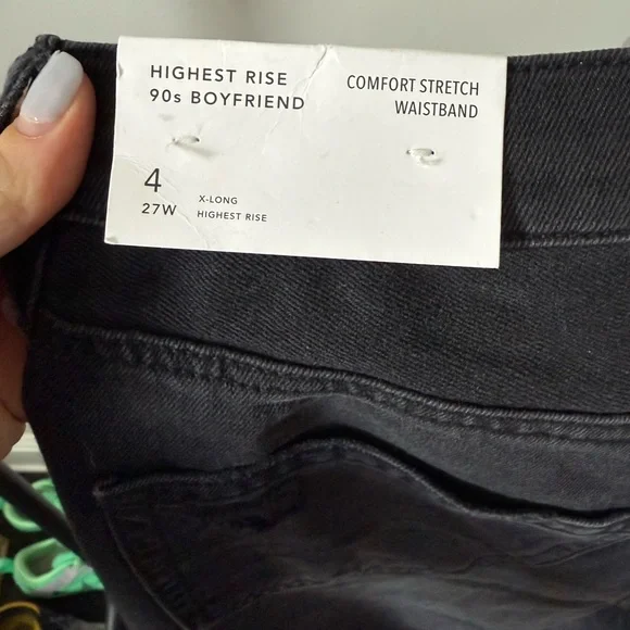 (TALL) NWT Black American Eagle 90s Highest Rise Boyfriend Jean - Picture 5 of 5